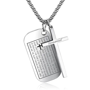 Bibel Dog Tags og kors / halskjede